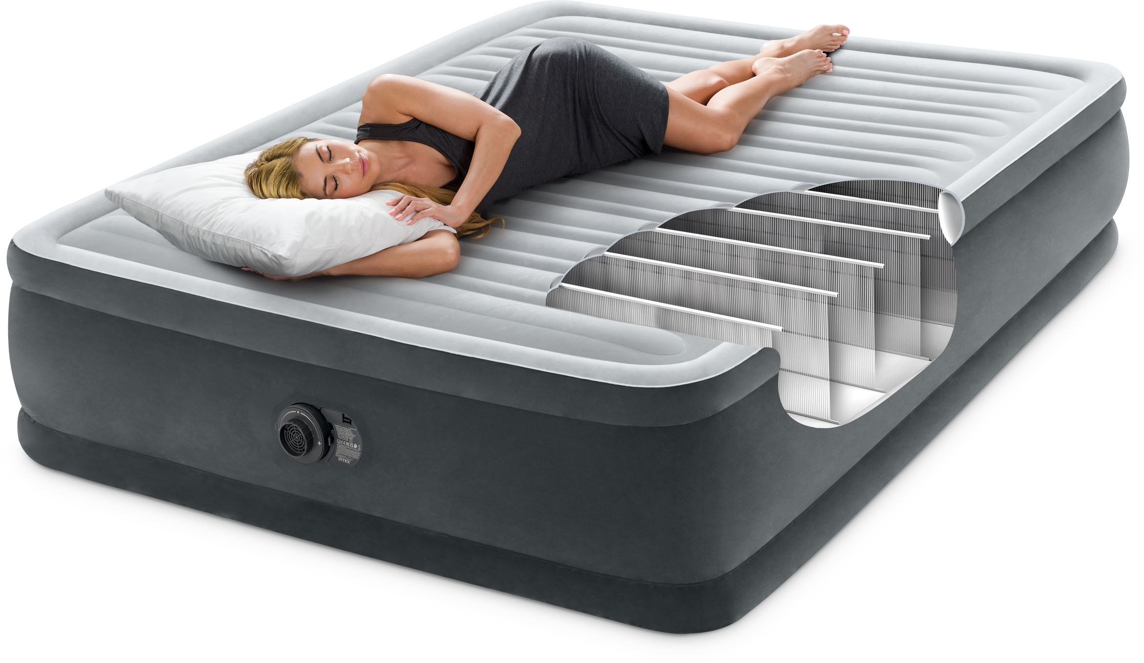 INTEX Φουσκωτό Υπέρδιπλο Βελουτέ Στρώμα Ύπνου με Εσωτερική Αντλία 152x203x46cm INTEX Φουσκωτό Υπέρδιπλο Βελουτέ Στρώμα Ύπνου με Εσωτερική Αντλία 152x203x46cm