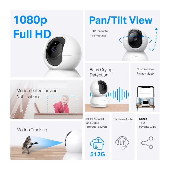 IP Κάμερα Παρακολούθησης Wi-Fi Full HD 1080p με Αμφίδρομη Επικοινωνία, Pan/Tilt & Ανίχνευση Κίνησης - Tapo IP Κάμερα Παρακολούθησης Wi-Fi Full HD 1080p με Αμφίδρομη Επικοινωνία, Pan/Tilt & Ανίχνευση Κίνησης - Tapo