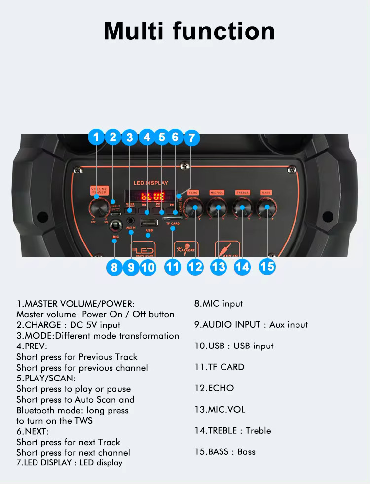 Ηχείο 120 Watt με Σύστημα Καραόκε, Ασύρματο Μικρόφωνο, FM, AUX, Bluetooth, Φωτισμό LED και Τηλεχειριστήριο - ARRANGO Ηχείο 120 Watt με Σύστημα Καραόκε, Ασύρματο Μικρόφωνο, FM, AUX, Bluetooth, Φωτισμό LED και Τηλεχειριστήριο - ARRANGO