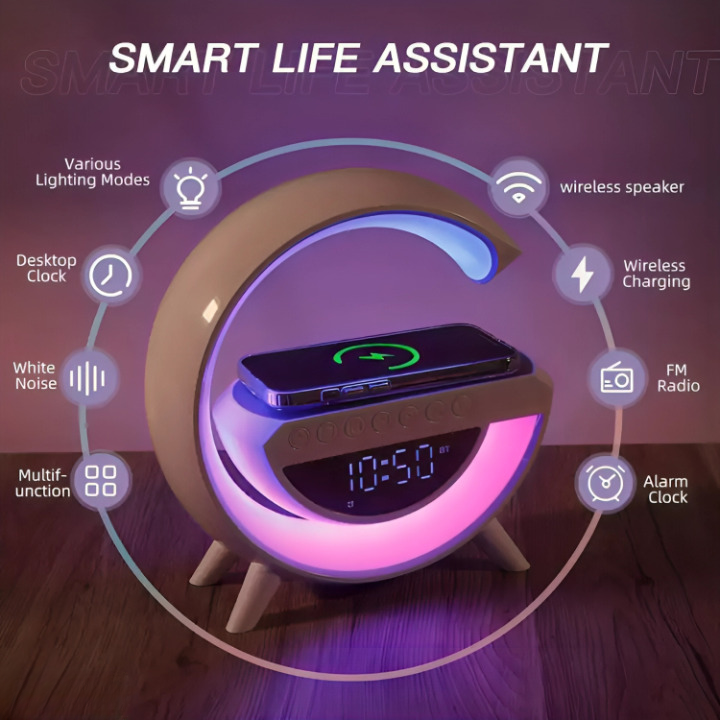 Ηχείο RGB με Ασύρματη Φόρτιση, Ρολόι, Ραδιόφωνο & Οθόνη LED - Bluetooth LED USB Ηχείο RGB με Ασύρματη Φόρτιση, Ρολόι, Ραδιόφωνο & Οθόνη LED - Bluetooth LED USB