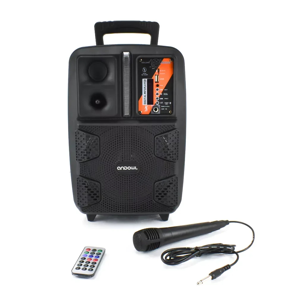 Ηχείο – Subwoofer 8″ FM με Μικρόφωνο, Τηλεχειρισμό και Διακοσμητικό Φωτισμό LED RGB Andowl Μαύρο Ηχείο – Subwoofer 8″ FM με Μικρόφωνο, Τηλεχειρισμό και Διακοσμητικό Φωτισμό LED RGB Andowl Μαύρο