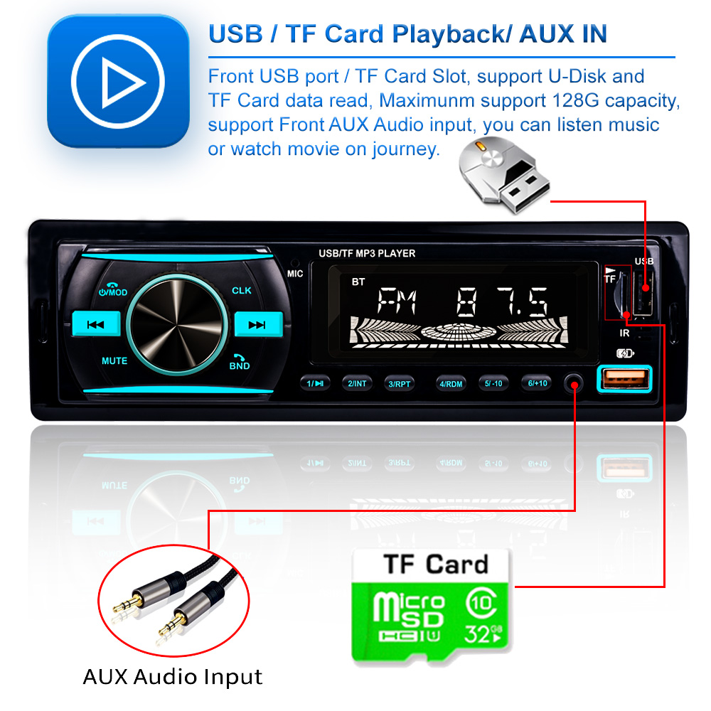 Ηχοσύστημα Mp3 Player Αυτοκινήτου 5x Color +RGB με Bluetooth USB,SD,AUX FM Radio & Τηλεχειριστήριο 920S-BT-OEM Ηχοσύστημα Mp3 Player Αυτοκινήτου 5x Color +RGB με Bluetooth USB,SD,AUX FM Radio & Τηλεχειριστήριο 920S-BT-OEM