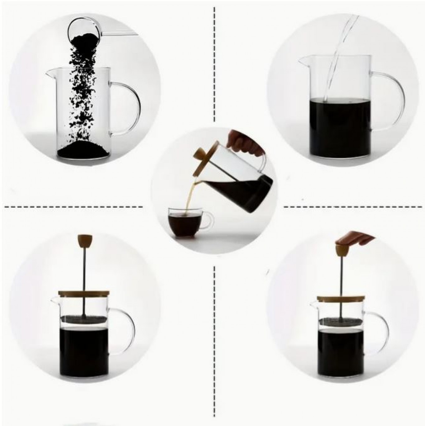 Καφετιέρα Γαλλικού με Έμβολο και Ξύλινο Καπάκι 600 mL Καφετιέρα Γαλλικού με Έμβολο και Ξύλινο Καπάκι 600 mL