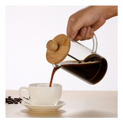 Καφετιέρα Γαλλικού με Έμβολο και Ξύλινο Καπάκι 600 mL Καφετιέρα Γαλλικού με Έμβολο και Ξύλινο Καπάκι 600 mL