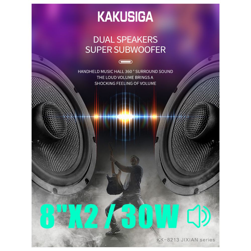 KAKUSIGA Bluetooth Speaker με Subwoofer, LED Lights και TWS – USB/TF/AUX KAKUSIGA Bluetooth Speaker με Subwoofer, LED Lights και TWS – USB/TF/AUX