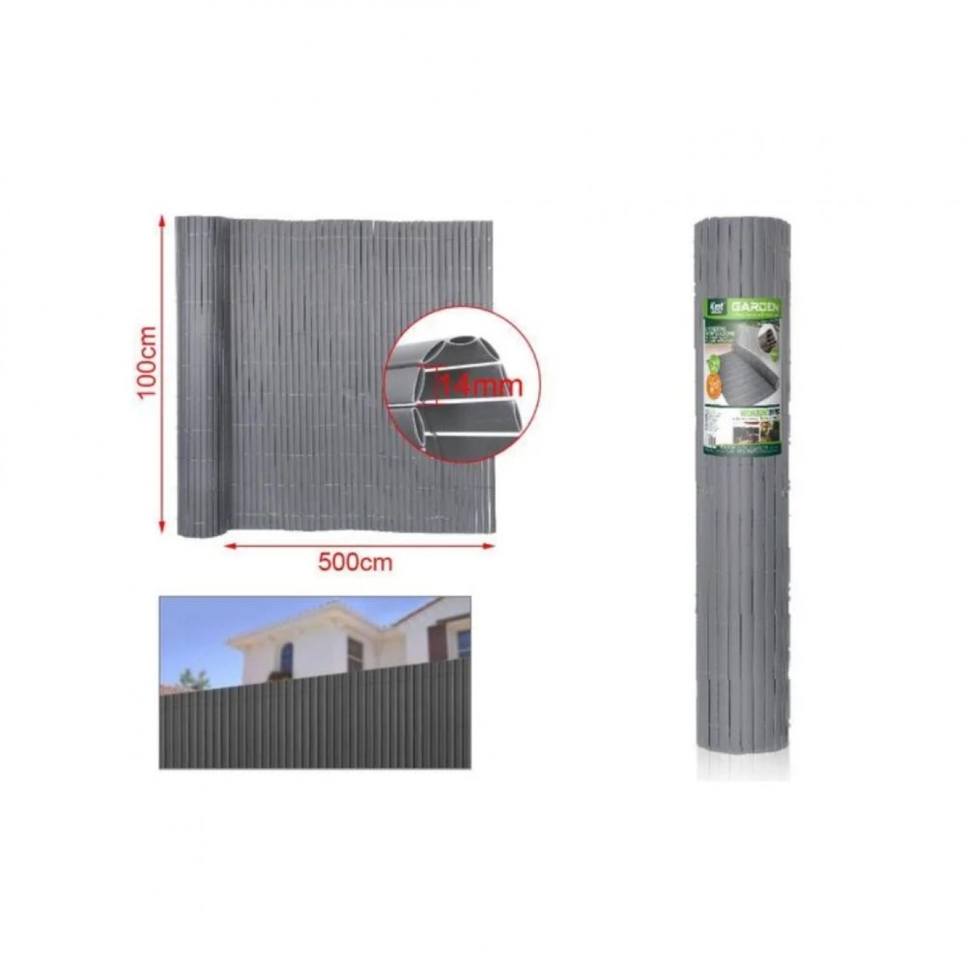 Καλαμωτή Περίφραξη Κήπου PVC 1000x500cm Γκρι 10mm Καλαμωτή Περίφραξη Κήπου PVC 1000x500cm Γκρι 10mm