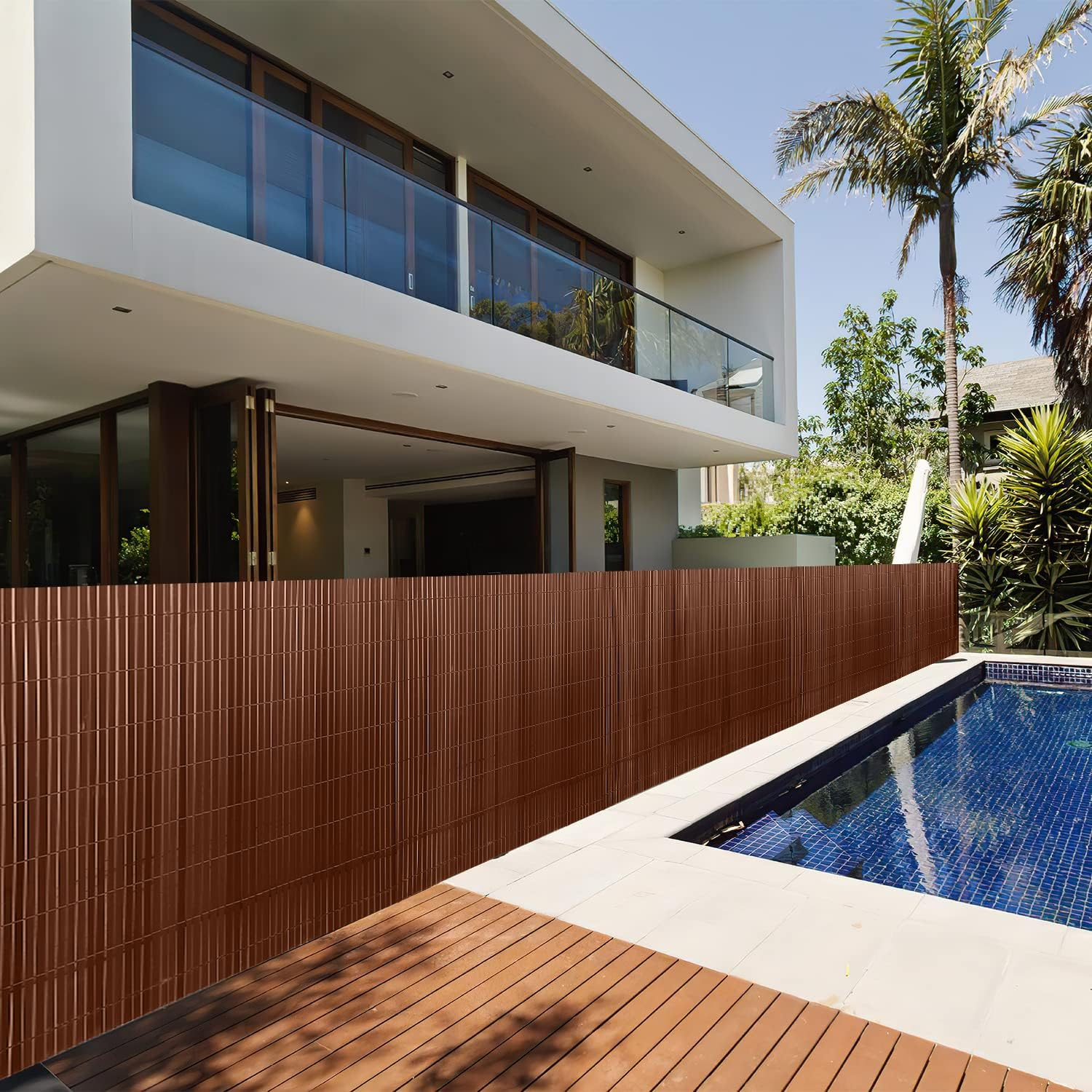 Καλαμωτή Περίφραξη PVC 150 x 500cm Καφέ 10mm για Κήπο και Μπαλκόνι Καλαμωτή Περίφραξη PVC 150 x 500cm Καφέ 10mm για Κήπο και Μπαλκόνι