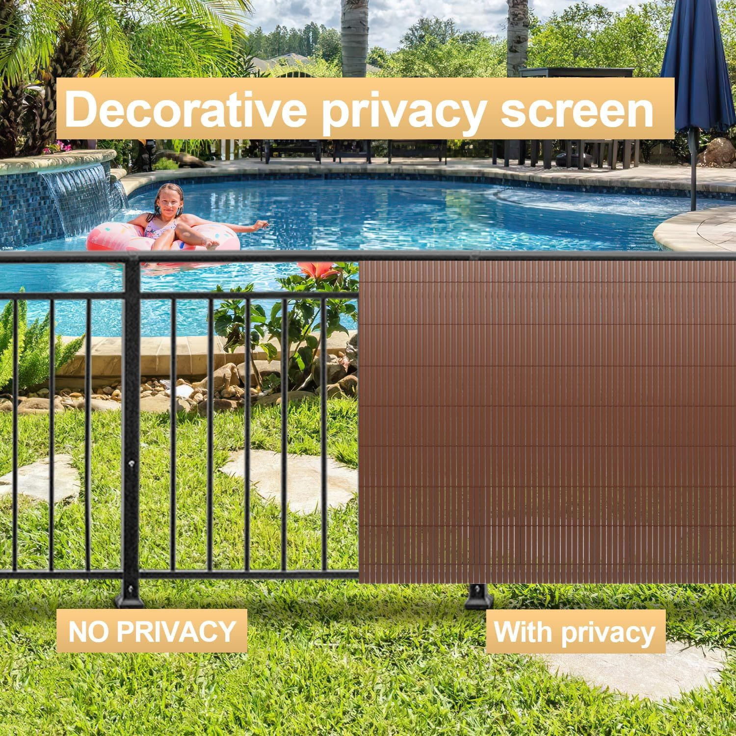 Καλαμωτή Περίφραξη PVC 150 x 500cm Καφέ 10mm για Κήπο και Μπαλκόνι Καλαμωτή Περίφραξη PVC 150 x 500cm Καφέ 10mm για Κήπο και Μπαλκόνι