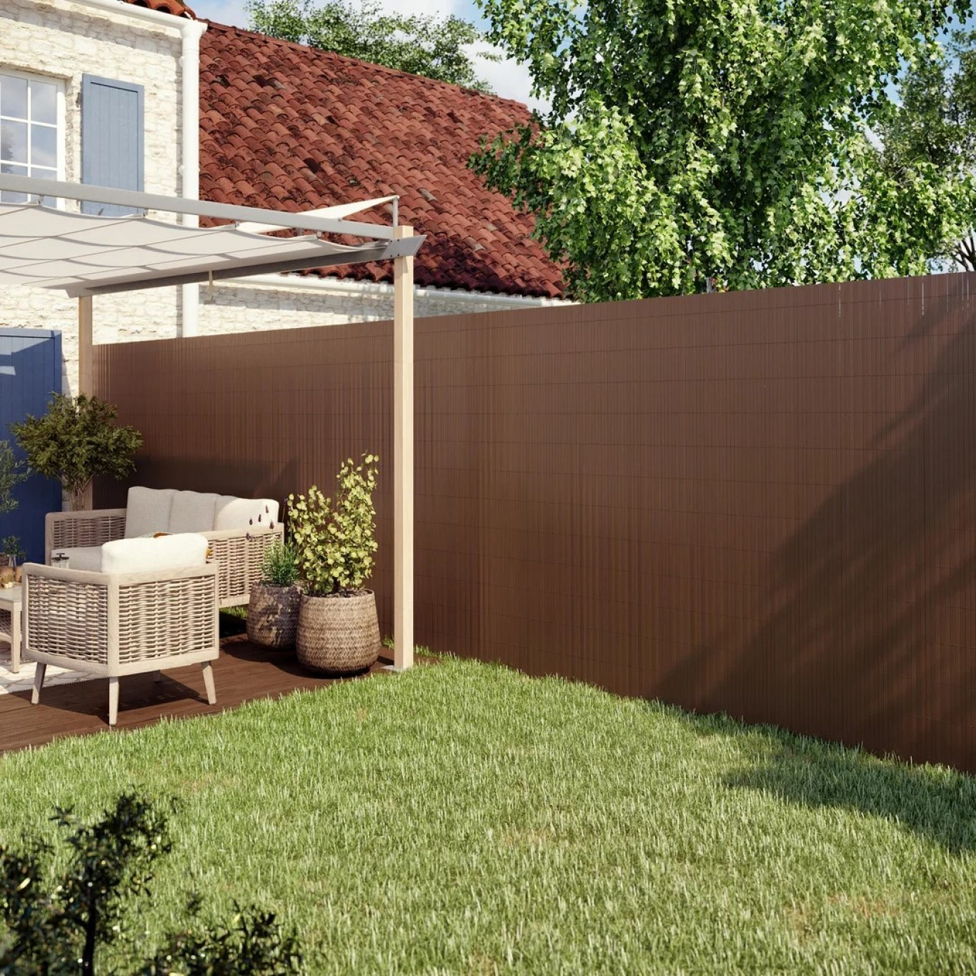 Καλαμωτή Περίφραξη PVC 150 x 500cm Καφέ 10mm για Κήπο και Μπαλκόνι Καλαμωτή Περίφραξη PVC 150 x 500cm Καφέ 10mm για Κήπο και Μπαλκόνι