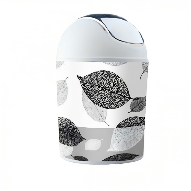 Καλαθάκι - Κάδος Μπάνιου Πλαστικός - Λευκό Γκρι με Φύλλα Καλαθάκι - Κάδος Μπάνιου Πλαστικός - Λευκό Γκρι με Φύλλα
