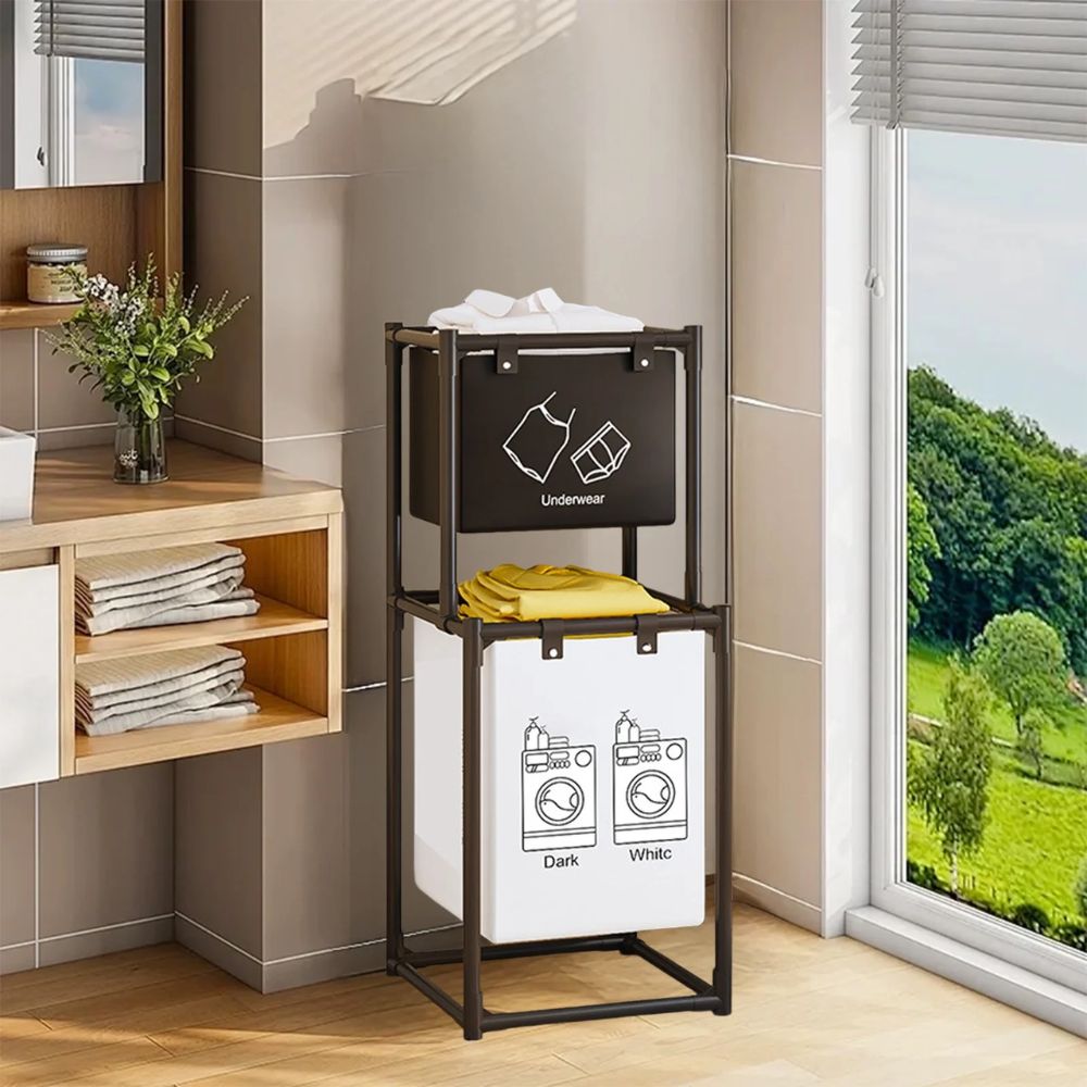 Καλάθι Απλύτων Υφασμάτινο 31×44×97cm Μαύρο με Βάση Καλάθι Απλύτων Υφασμάτινο 31×44×97cm Μαύρο με Βάση