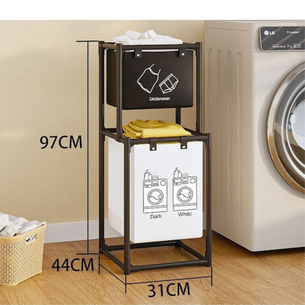 Καλάθι Απλύτων Υφασμάτινο 31×44×97cm Μαύρο με Βάση Καλάθι Απλύτων Υφασμάτινο 31×44×97cm Μαύρο με Βάση