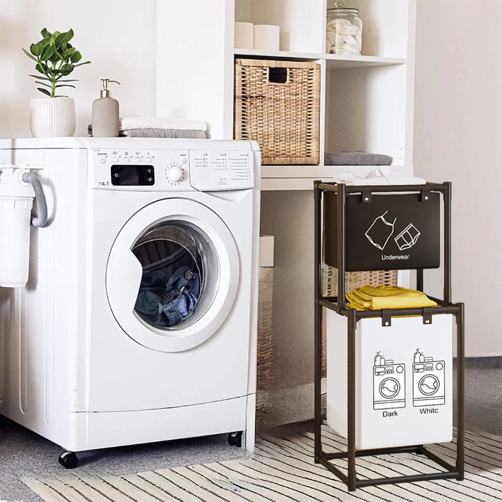 Καλάθι Απλύτων Υφασμάτινο 31×44×97cm Μαύρο με Βάση Καλάθι Απλύτων Υφασμάτινο 31×44×97cm Μαύρο με Βάση