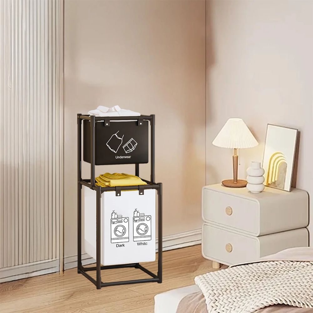 Καλάθι Απλύτων Υφασμάτινο 31×44×97cm Μαύρο με Βάση Καλάθι Απλύτων Υφασμάτινο 31×44×97cm Μαύρο με Βάση