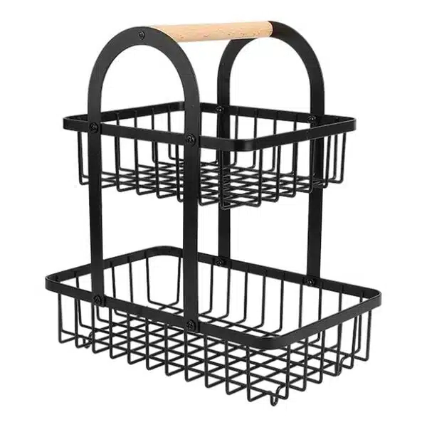 Καλάθι Φρούτων Μεταλλικό με 2 Ορόφους και Ξύλινη Λαβή 37x30x18.5 cm Μαύρο Μπεζ Χρώμα Καλάθι Φρούτων Μεταλλικό με 2 Ορόφους και Ξύλινη Λαβή 37x30x18.5 cm Μαύρο Μπεζ Χρώμα