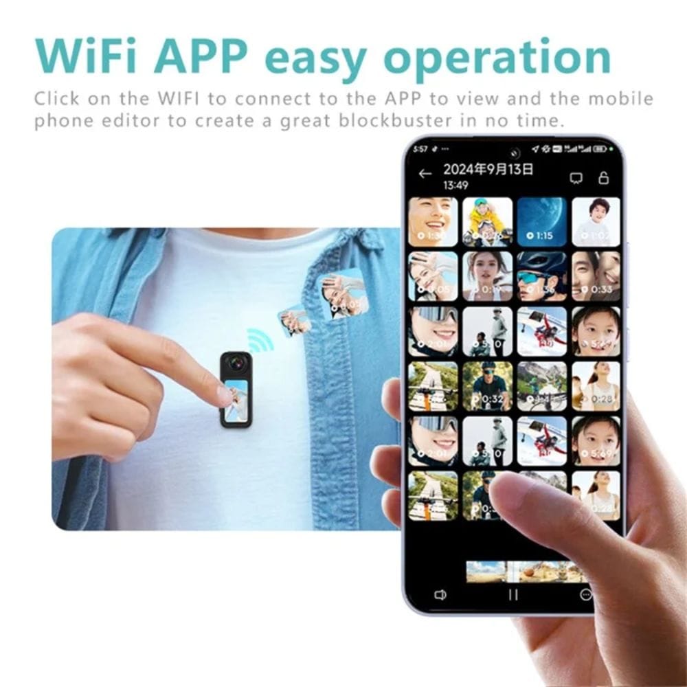 Κάμερα Αντίχειρα WiFi Με Περιστρεφόμενο Φακό - Mini Action Camera 2.7K HD Κάμερα Αντίχειρα WiFi Με Περιστρεφόμενο Φακό - Mini Action Camera 2.7K HD