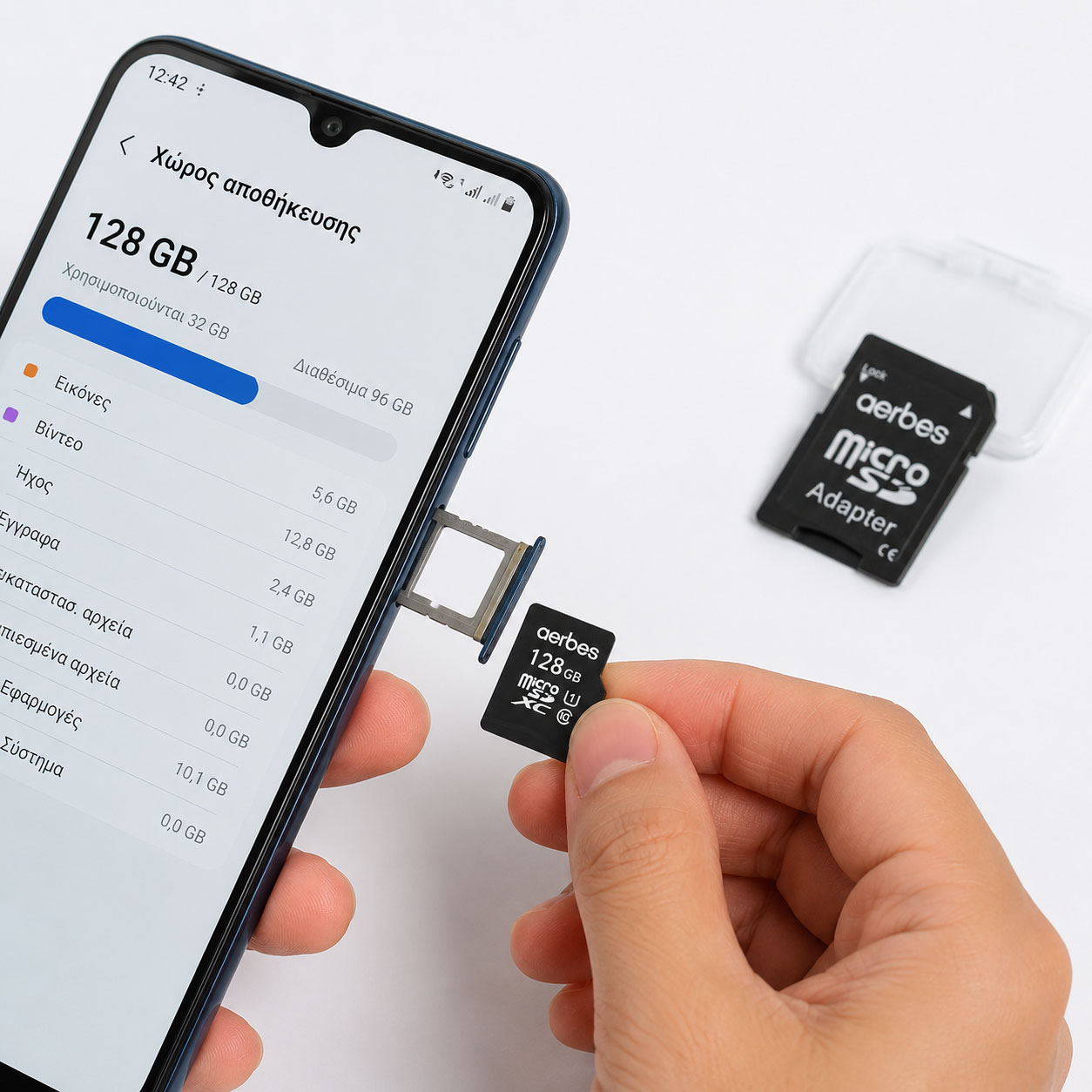 Κάρτα Μνήμης 128GB με SD Adapter για Κινητά, Κάμερες & Tablets Aerbes microSDXC Κάρτα Μνήμης 128GB με SD Adapter για Κινητά, Κάμερες & Tablets Aerbes microSDXC
