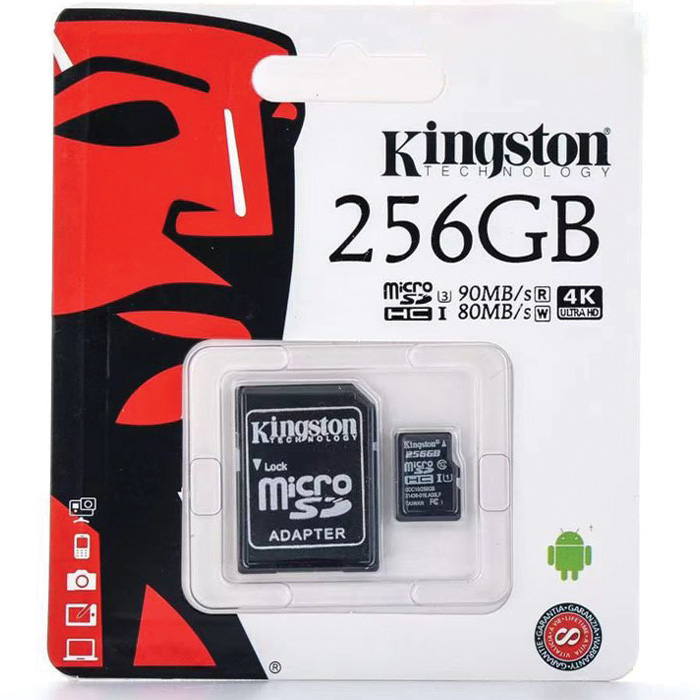 Κάρτα Μνήμης Kingston MICROSDXC 256GB CLASS 10 και Αντάπτορας SD Plus U1 90MB/s Κάρτα Μνήμης Kingston MICROSDXC 256GB CLASS 10 και Αντάπτορας SD Plus U1 90MB/s