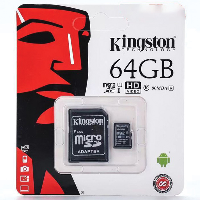 Κάρτα Μνήμης Kingston MICROSDXC 64GB CLASS 10 και Αντάπτορας SD Plus U1 80MB/s Κάρτα Μνήμης Kingston MICROSDXC 64GB CLASS 10 και Αντάπτορας SD Plus U1 80MB/s