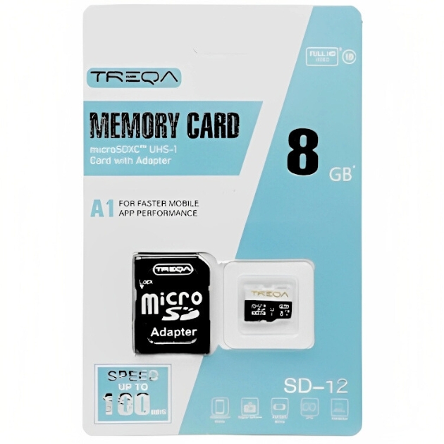 Κάρτα Μνήμης Micro SDHC Treqa 8GB - Class 10 U1 A1 UHS-1 με Αντάπτορα SD Κάρτα Μνήμης Micro SDHC Treqa 8GB - Class 10 U1 A1 UHS-1 με Αντάπτορα SD