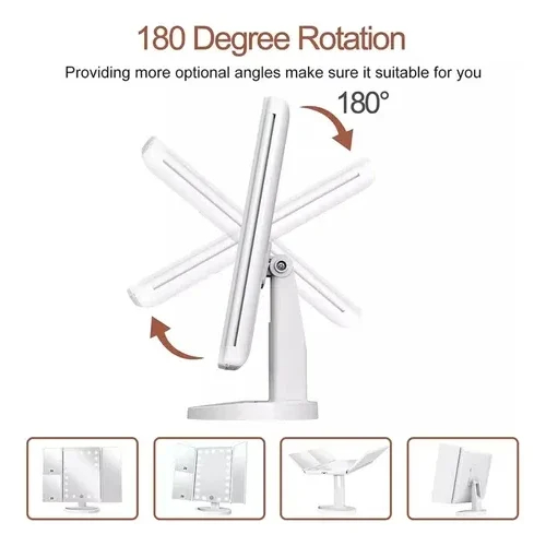 Καθρέφτης Μακιγιάζ Επαναφορτιζόμενος με LED Φωτισμό, Μεγέθυνση 3x και 3 Τύπους Φωτισμού Hoomei Καθρέφτης Μακιγιάζ Επαναφορτιζόμενος με LED Φωτισμό, Μεγέθυνση 3x και 3 Τύπους Φωτισμού Hoomei