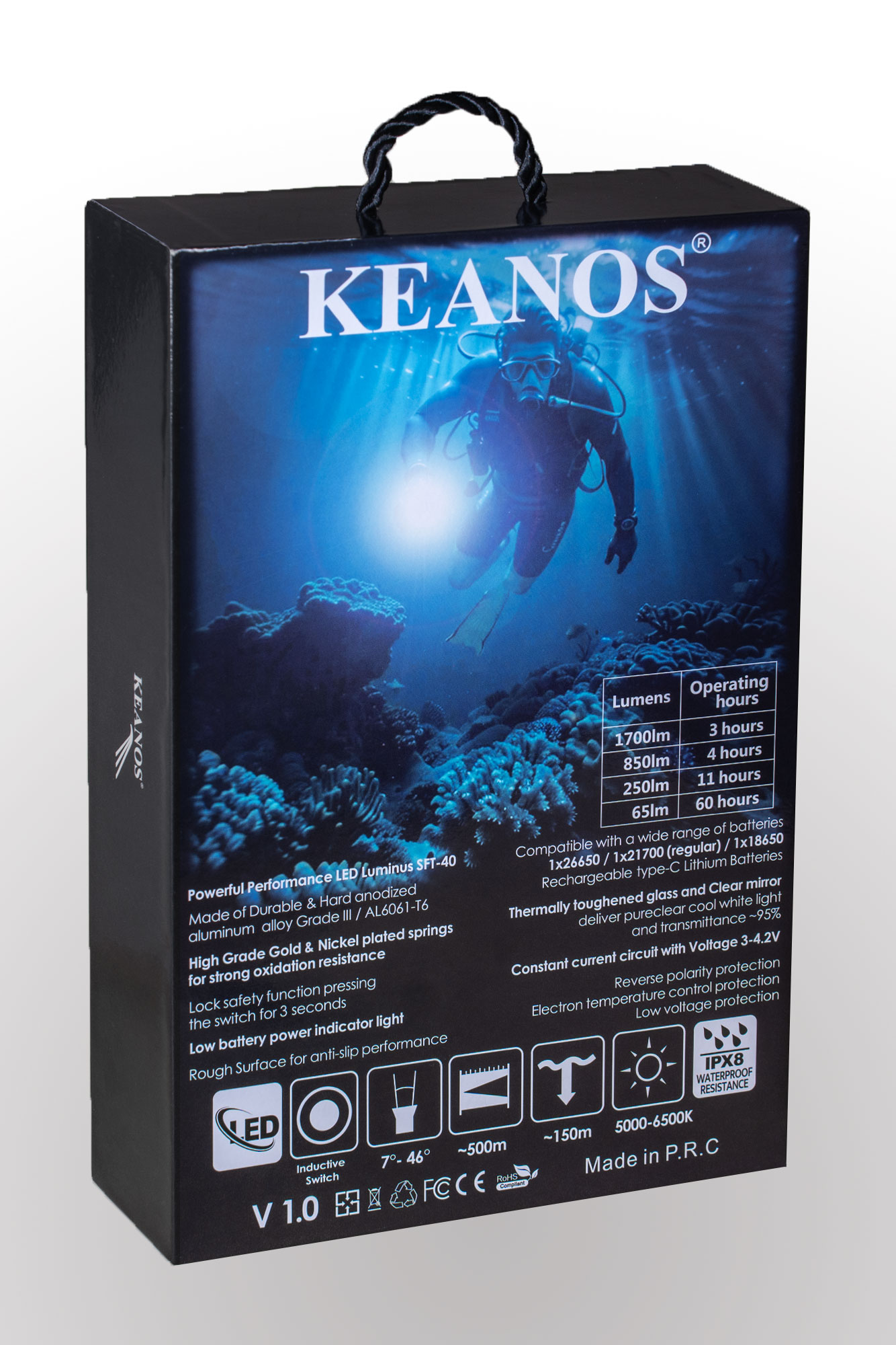 KEANOS® Σετ Extra Bright Αδιάβροχος Υποβρύχιος Καταδυτικός Φακός Icarian 1700lm Premium Edition με Διπλά Ο-Rings KEANOS® Σετ Extra Bright Αδιάβροχος Υποβρύχιος Καταδυτικός Φακός Icarian 1700lm Premium Edition με Διπλά Ο-Rings