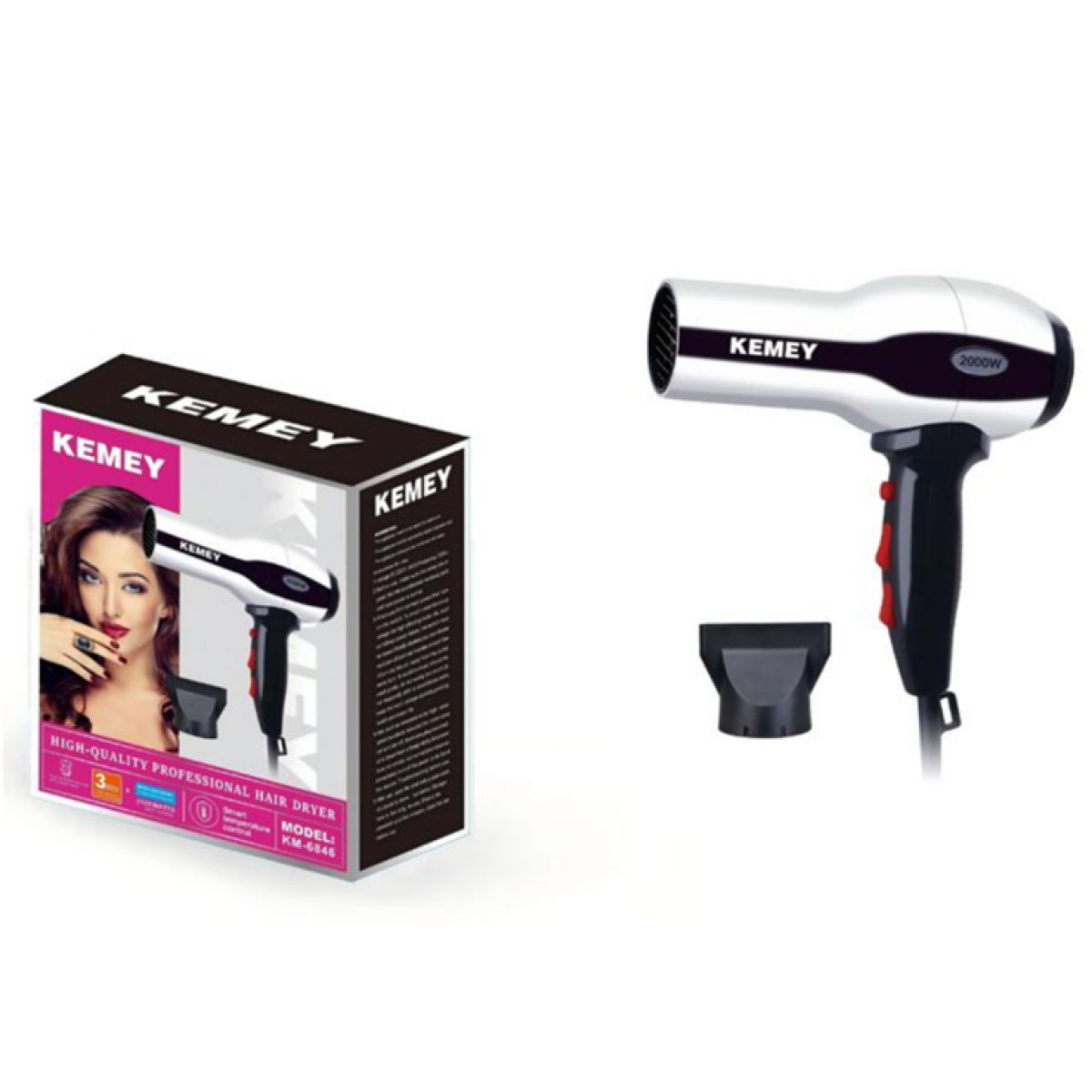 KEMEI Επαγγελματικό Πιστολάκι Μαλλιών 2000W με Λειτουργία Thermoprotect Λευκό/Μαύρο KEMEI Επαγγελματικό Πιστολάκι Μαλλιών 2000W με Λειτουργία Thermoprotect Λευκό/Μαύρο
