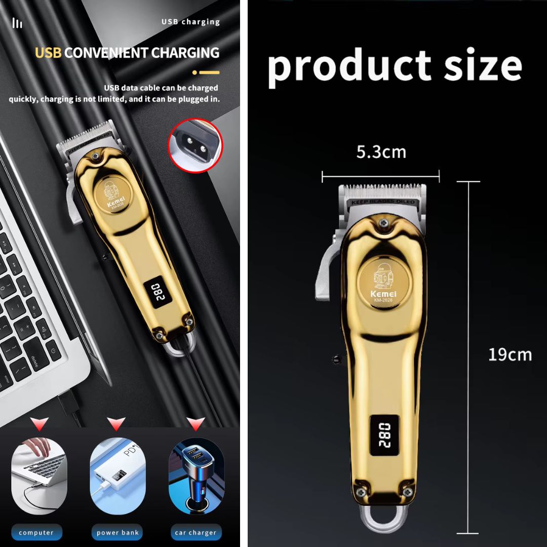 Kemei Επαναφορτιζόμενη Κουρευτική Μηχανή - Χρυσή Kemei Επαναφορτιζόμενη Κουρευτική Μηχανή - Χρυσή