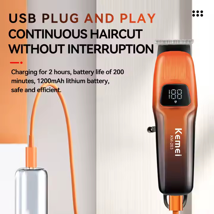 Kemei Επαναφορτιζόμενη Κουρευτική Μηχανή με LCD Οθόνη και USB Kemei Επαναφορτιζόμενη Κουρευτική Μηχανή με LCD Οθόνη και USB