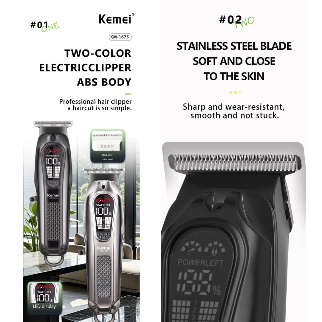 Kemei Επαναφορτιζόμενη Κουρευτική Μηχανή με Οθόνη LCD Kemei Επαναφορτιζόμενη Κουρευτική Μηχανή με Οθόνη LCD