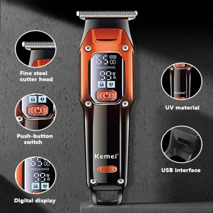 Kemei Eπαναφορτιζόμενη USB Κουρευτική - Ξυριστική Μηχανή 2 Ταχυτήτων με LCD Οθόνη, 3 Κεφαλές & Βουρτσάκι Καθαρισμού Kemei Eπαναφορτιζόμενη USB Κουρευτική - Ξυριστική Μηχανή 2 Ταχυτήτων με LCD Οθόνη, 3 Κεφαλές & Βουρτσάκι Καθαρισμού