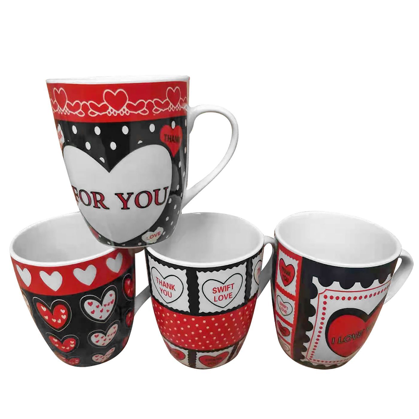 Κεραμική Κούπα για Καφέ με Σχέδια Καρδιές 330mL 10.5×8.1cm - Homie 12τμχ Κεραμική Κούπα για Καφέ με Σχέδια Καρδιές 330mL 10.5×8.1cm - Homie 12τμχ