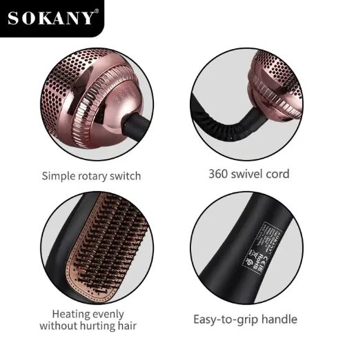 Κεραμική Θερμαινόμενη Βούρτσα Μαλλιών 1200W Ισιωτική με Τεχνολογία Ιόντων SOKANY SK-1915 Μαύρο-Ροζ Χρυσό Κεραμική Θερμαινόμενη Βούρτσα Μαλλιών 1200W Ισιωτική με Τεχνολογία Ιόντων SOKANY SK-1915 Μαύρο-Ροζ Χρυσό