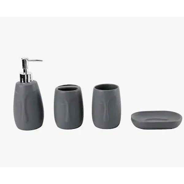 Κεραμικό Σετ Μπάνιου 4 Τεμαχίων Γκρι Κεραμικό Σετ Μπάνιου 4 Τεμαχίων Γκρι