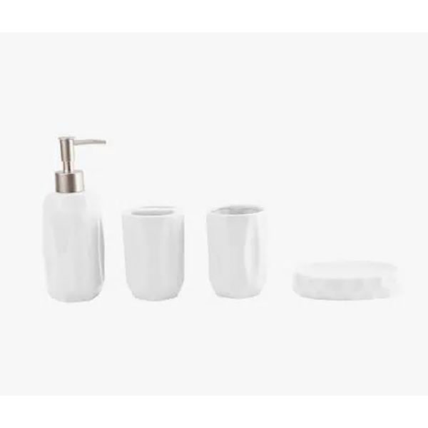 Κεραμικό Σετ Μπάνιου 4 Τεμαχίων Λευκό Κεραμικό Σετ Μπάνιου 4 Τεμαχίων Λευκό