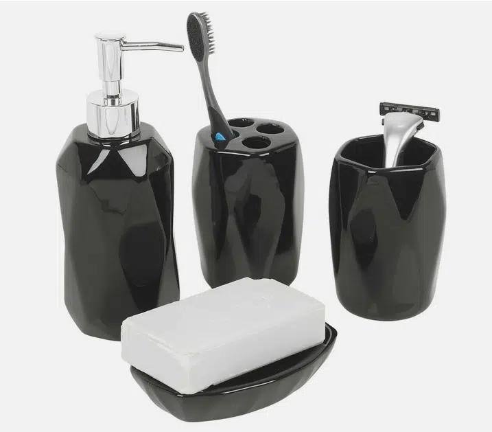 Κεραμικό Σετ Μπάνιου 4 Τεμαχίων Μαύρο Κεραμικό Σετ Μπάνιου 4 Τεμαχίων Μαύρο