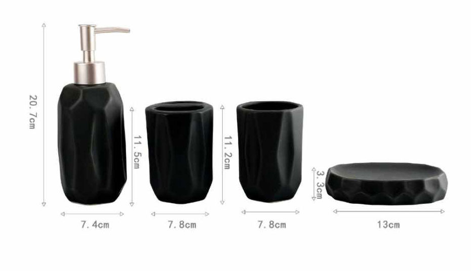 Κεραμικό Σετ Μπάνιου 4 Τεμαχίων Μαύρο Κεραμικό Σετ Μπάνιου 4 Τεμαχίων Μαύρο