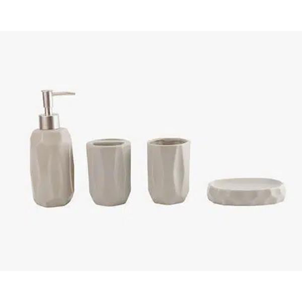 Κεραμικό Σετ Μπάνιου 4 Τεμαχίων Μπεζ Κεραμικό Σετ Μπάνιου 4 Τεμαχίων Μπεζ