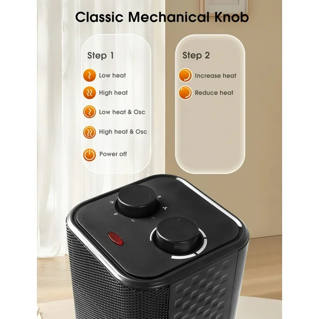 Κεραμικός Θερμαντήρας Χώρου 1800W με 3D Εφέ Φλόγας, Αθόρυβη Λειτουργία & ECO Mode - Andowl Κεραμικός Θερμαντήρας Χώρου 1800W με 3D Εφέ Φλόγας, Αθόρυβη Λειτουργία & ECO Mode - Andowl