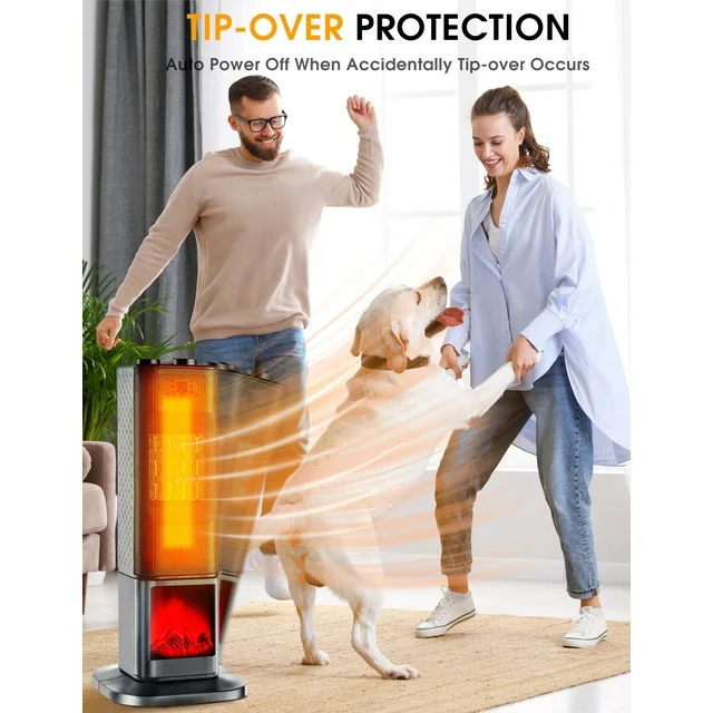 Κεραμικός Θερμαντήρας Χώρου 1800W με 3D Εφέ Φλόγας, Αθόρυβη Λειτουργία & ECO Mode - Andowl Κεραμικός Θερμαντήρας Χώρου 1800W με 3D Εφέ Φλόγας, Αθόρυβη Λειτουργία & ECO Mode - Andowl