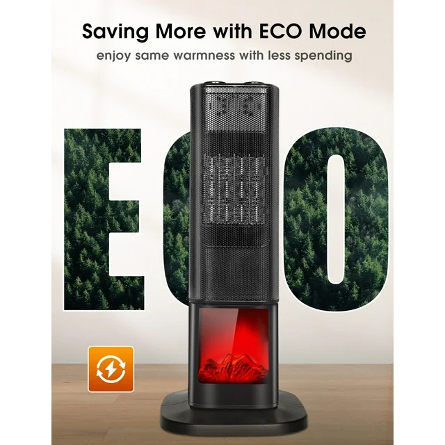 Κεραμικός Θερμαντήρας Χώρου 1800W με 3D Εφέ Φλόγας, Αθόρυβη Λειτουργία & ECO Mode - Andowl Κεραμικός Θερμαντήρας Χώρου 1800W με 3D Εφέ Φλόγας, Αθόρυβη Λειτουργία & ECO Mode - Andowl