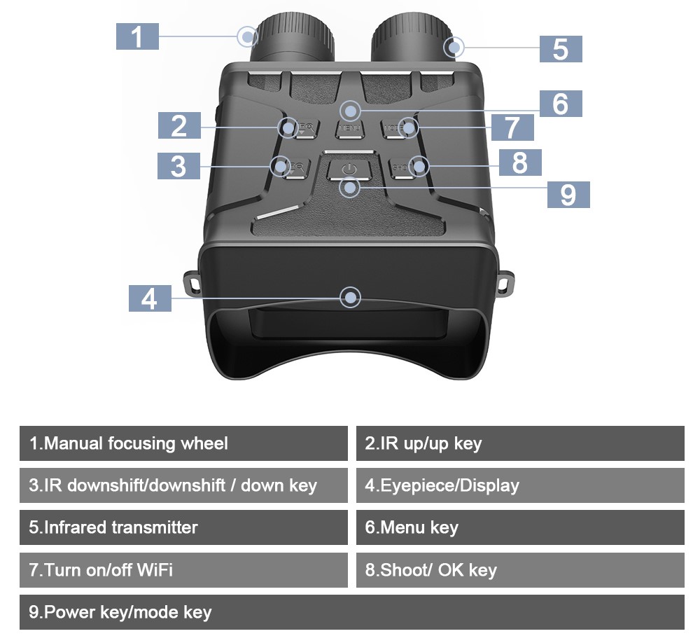 Κιάλια Νυχτερινής Λήψης με Οθόνη και Εγγραφή Εικόνας Βίντεο - Andowl Κιάλια Νυχτερινής Λήψης με Οθόνη και Εγγραφή Εικόνας Βίντεο - Andowl