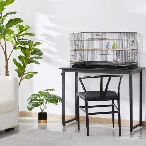 Κλουβί Πουλιών Μεταλλικό Μαύρο 60x42x41cm με Ταΐστρες και Αφαιρούμενη Βάση Κλουβί Πουλιών Μεταλλικό Μαύρο 60x42x41cm με Ταΐστρες και Αφαιρούμενη Βάση