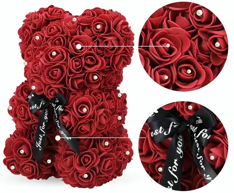 Αρκουδάκι από Τεχνητά Τριαντάφυλλα και Πέρλες 25 cm Αρκουδάκι από Τεχνητά Τριαντάφυλλα και Πέρλες 25 cm