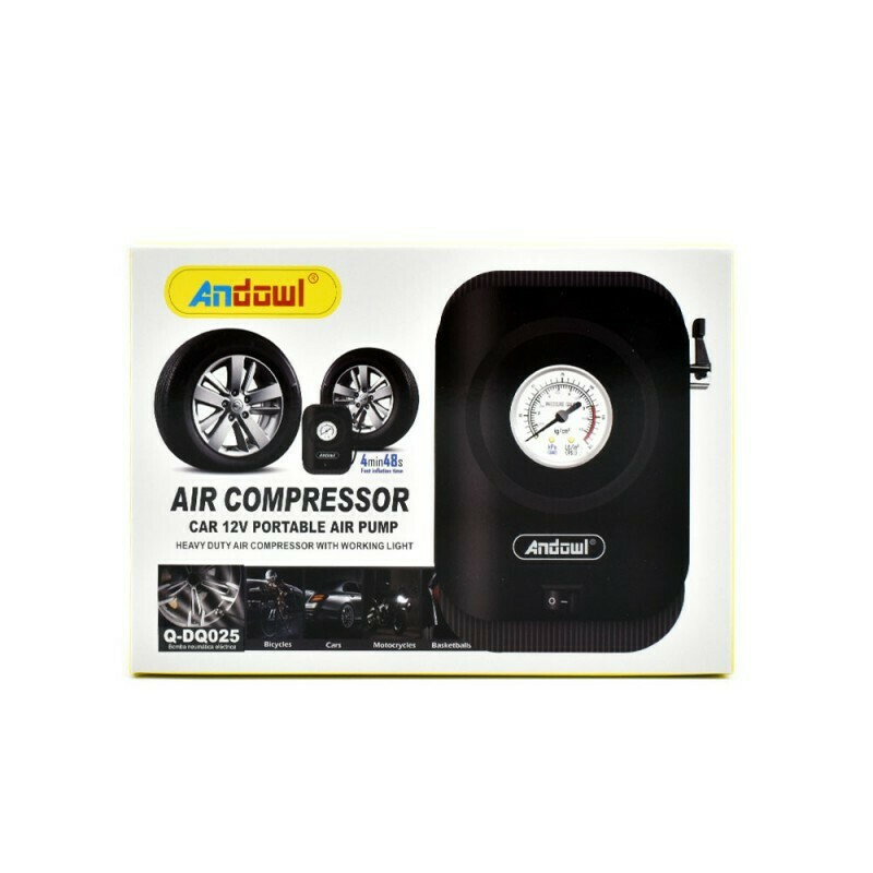 Κομπρεσέρ Αέρος-Τρόμπα Αυτοκινήτου με Καλώδιο Αναπτήρα και Μανόμετρο Andowl – Μαύρο 120W 12V Κομπρεσέρ Αέρος-Τρόμπα Αυτοκινήτου με Καλώδιο Αναπτήρα και Μανόμετρο Andowl – Μαύρο 120W 12V