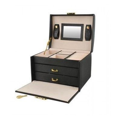 Κοσμηματοθήκη Μπιζουτιέρα Μαύρη με Καθρεφτάκι Συρτάρια και Κλειδαριά 17.5x13.8x13.5cm Κοσμηματοθήκη Μπιζουτιέρα Μαύρη με Καθρεφτάκι Συρτάρια και Κλειδαριά 17.5x13.8x13.5cm