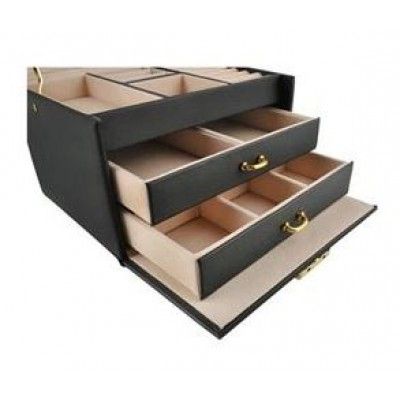 Κοσμηματοθήκη Μπιζουτιέρα Μαύρη με Καθρεφτάκι Συρτάρια και Κλειδαριά 17.5x13.8x13.5cm Κοσμηματοθήκη Μπιζουτιέρα Μαύρη με Καθρεφτάκι Συρτάρια και Κλειδαριά 17.5x13.8x13.5cm