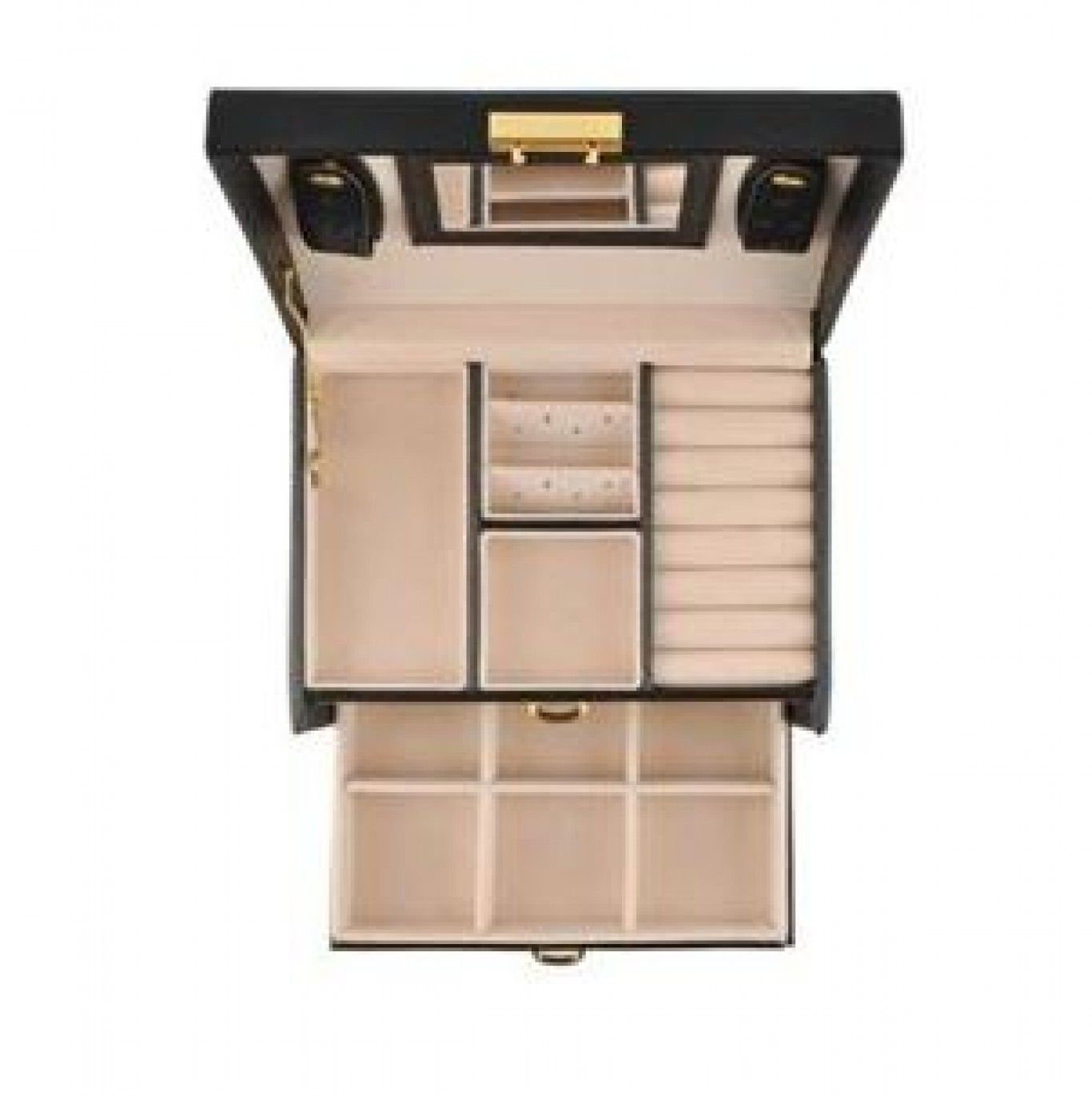 Κοσμηματοθήκη Μπιζουτιέρα Μαύρη με Καθρεφτάκι Συρτάρια και Κλειδαριά 17.5x13.8x13.5cm Κοσμηματοθήκη Μπιζουτιέρα Μαύρη με Καθρεφτάκι Συρτάρια και Κλειδαριά 17.5x13.8x13.5cm