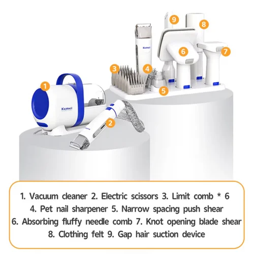 Κουρευτική Μηχανή για Σκύλους και Γάτες με Ηλεκτρική Σκούπα και Αθόρυβη Λειτουργία Kemei Κουρευτική Μηχανή για Σκύλους και Γάτες με Ηλεκτρική Σκούπα και Αθόρυβη Λειτουργία Kemei