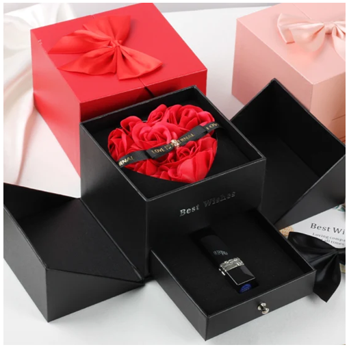 Κουτάκι Δώρου με Θήκη για Κόσμημα και Καρδιά από Τεχνητά Τριαντάφυλλα 9x12cm Κουτάκι Δώρου με Θήκη για Κόσμημα και Καρδιά από Τεχνητά Τριαντάφυλλα 9x12cm
